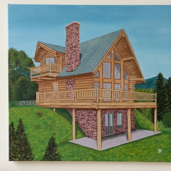 Cabaña, acrílico sobre lienzo, 40×40 cm